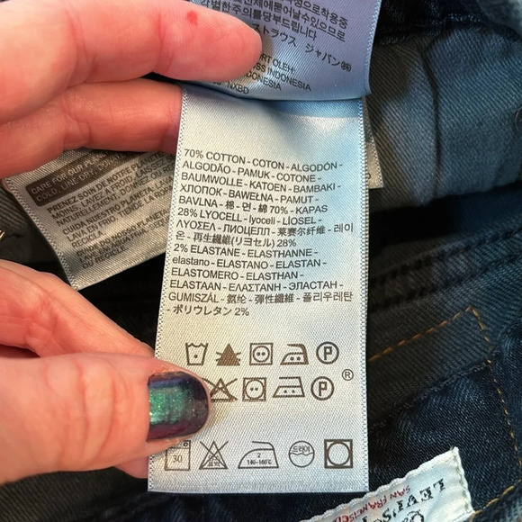 Levi’s Women’s Mid-Thigh Premium Shorts Dark Wash Stretch Size 32 - Picture 6 of 7